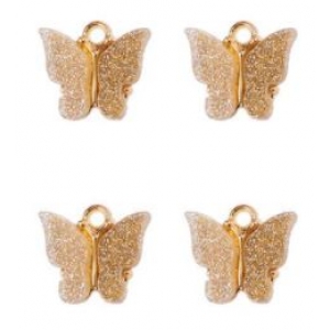 Bedel vlinder goud sparkle white, per stuk